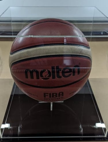 Basketball inside a clear acrylic Display box/ case