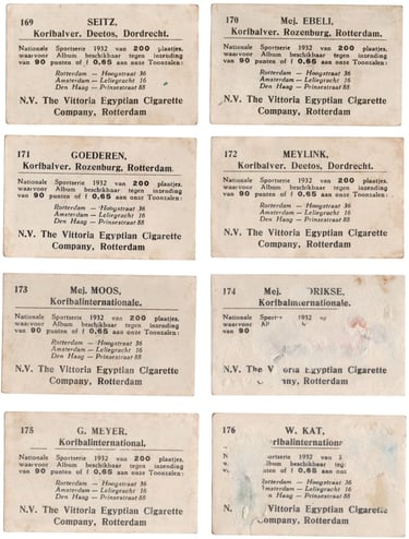 1932 Vittoria Egyptian Cigarette Company Miss Blanche Sportserie Korbal Basketball Cards (back)