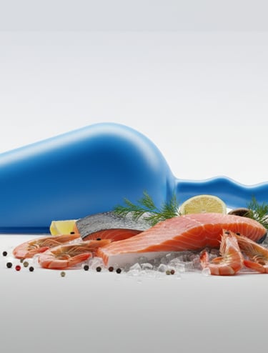 Pelle bleue HACCP pour fruits de mer. Résistante à l'humidité pour la pêche.