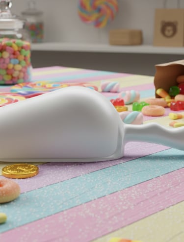 Pelle pour confiseries. Design lisse pour le dosage hygiénique des sucres et friandises.