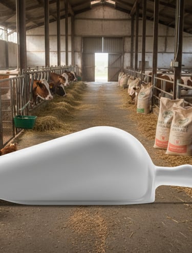 Weiße Schaufel für Bauernhöfe und Ställe. Vielseitig einsetzbar für Saatgut und Futtermittel.