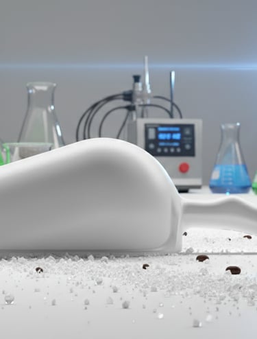 Weiße Chemielaborschaufel. Inert und sicher für den präzisen Umgang mit Reagenzien.