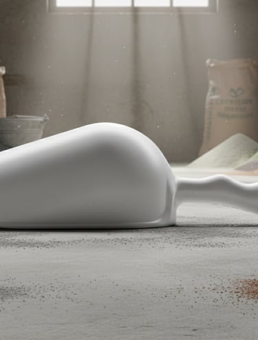 White construction scoop. Reinforced design for heavy powders and debris.