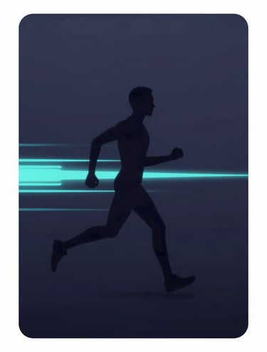 A minimalist preview of a 2D animation loop. A sleek character silhouette moving against a #0d1026 background with #8FE3F5 kinetic energy lines. Modern, high-tech style.