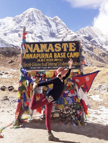 woman in Yoga pose in Himalayas