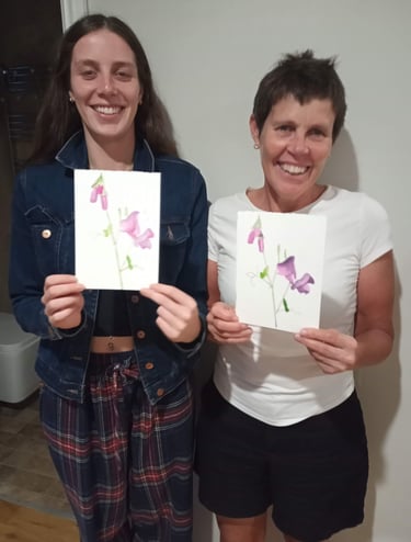 Mum and Daughter private watercolour class session