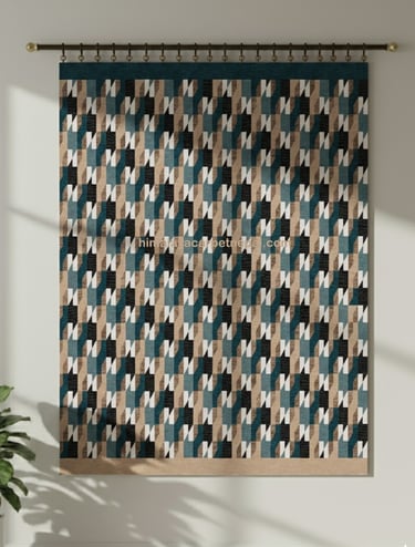 Custom bespoke handmade rugs crafted in Nepal- geometric wall-hanging- Himalaya Carpet Industries