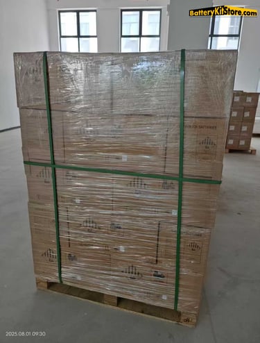 a pallet of carton box filled with Yinlong LTO 40Ah battery cells