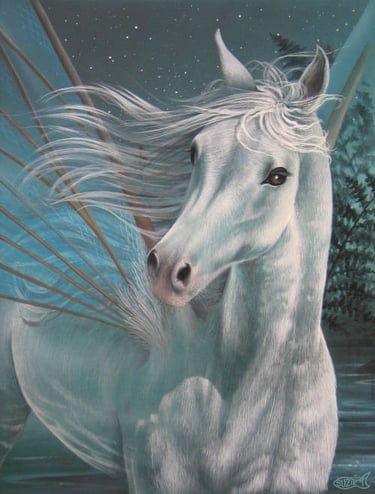 beautiful white fairy horse