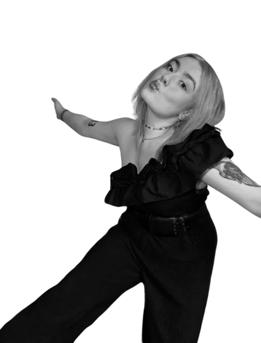 a woman in a black and white photo 