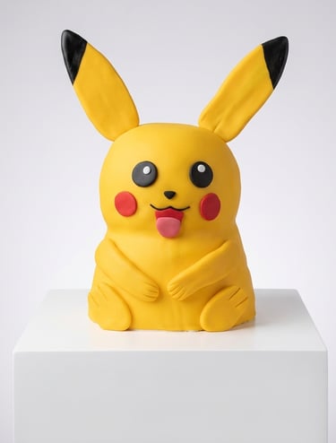 Torta temática inspirada en Pikachu creada por Cocina con Ely, elaborada en formato 3D con modelado 