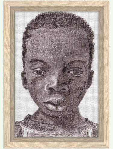 portrait enfant au graphite imprimé sur toile encadrée bois FSC