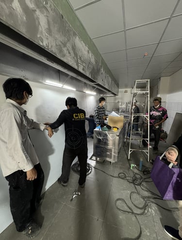Professional commercial kitchen equipment installation and system setup for restaurants