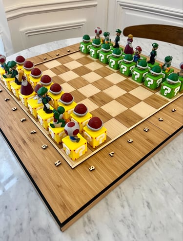 Découpe laser et impression 3D d'un jeu d'échec Mario