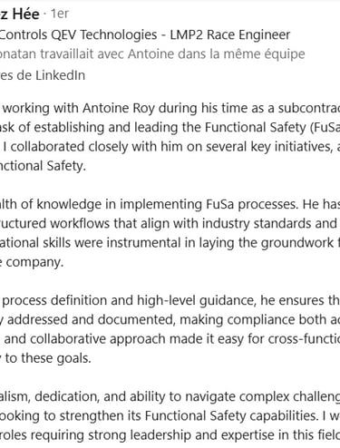 Feedback from my Hiring Manager at QEV Technologies