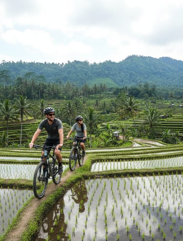 Cycling at Jatiluwih Rice Terrace Bali