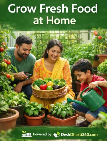 Home kitchen garden growing fresh vegetables in small space