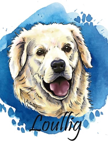portrait digital en couleur d'une chienne