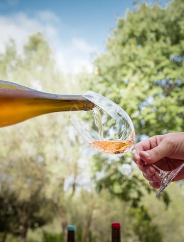 a person pouring wine into a glass of wine