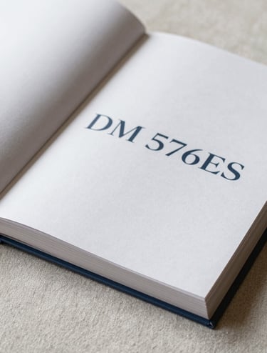 A minimalist macro shot of a luxury brand book on a textured linen surface. The pages show clean, wide margins and sophisticated DM Sans typography. Lighting is directional and soft, casting gentle shadows that emphasize the quality of the paper. Elements of #4A5763 and #0F1E2E are visible in the print.