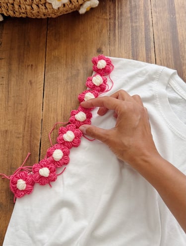 Customizar prendas con flores puff crochet