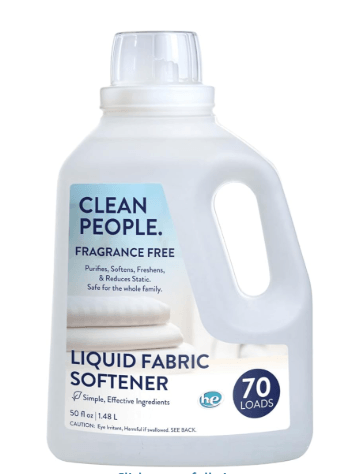 Clean People fragrance-free liquid fabric softener non-toxic quat-free plant-based