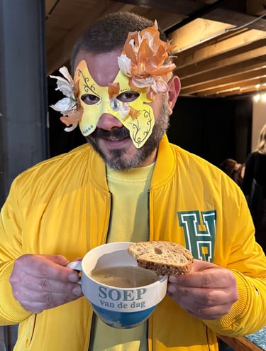 onion soup and mask