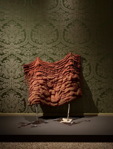 karine-nguyen-van-tham-le toit du pèlerin, couverture sculptée, racine de garance