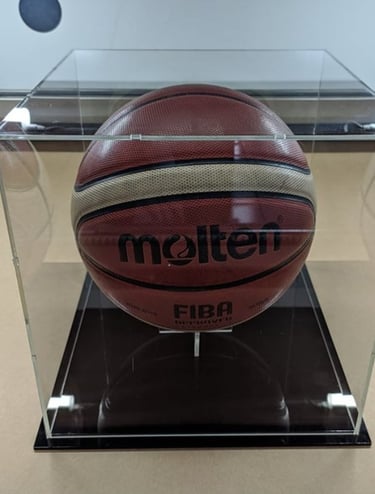 Basketball inside a clear acrylic Display box/ case 