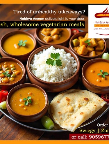 Wholesome vegetarian meals delivered at the doorstep by Nabhya Annam Could Kitchen