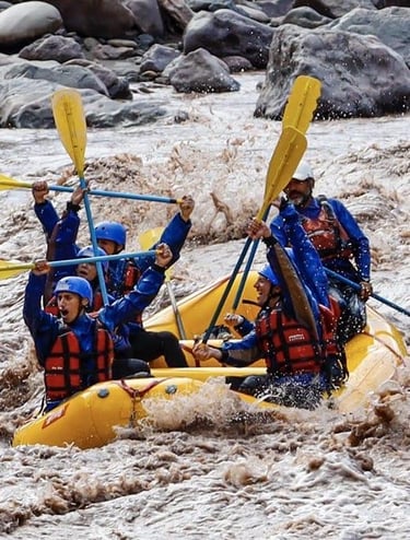 a group of people on raft raft raft rafting through the water in argentina