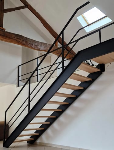 escalier en acier réalisé en isère à bourgoin jallieu