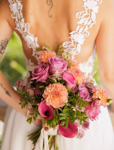 bouquet de mariée couleurs pops