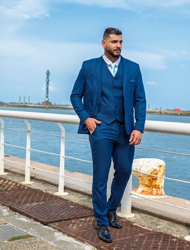 Terno masculino azul para casamento - Soberana Recife