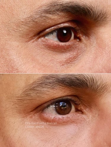 Antes e depois preenchimento de olheiras na VIVA Clínica Integrada Estética Avançada