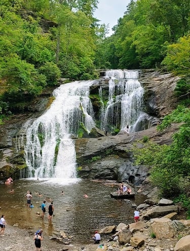 Tellico Plains TN - Bald River falls over the cliff, cascading over rock formations