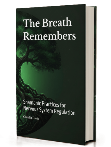 The Breath Remembers book cover by Guzalia Davis on Shamanic Practices for Nervous System Regulation.