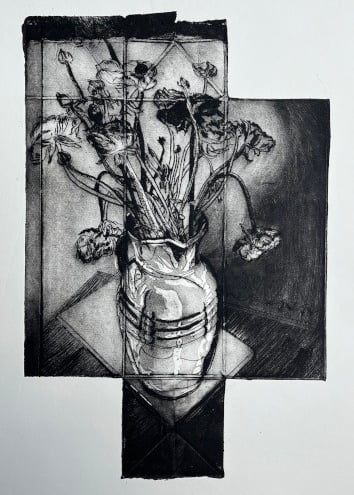 Tetra Pak dry point print: Ranunculus