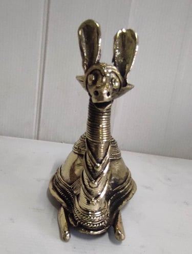 "Designer brass camel with handcrafted lamp bowl on back, tribal art-for global markets"