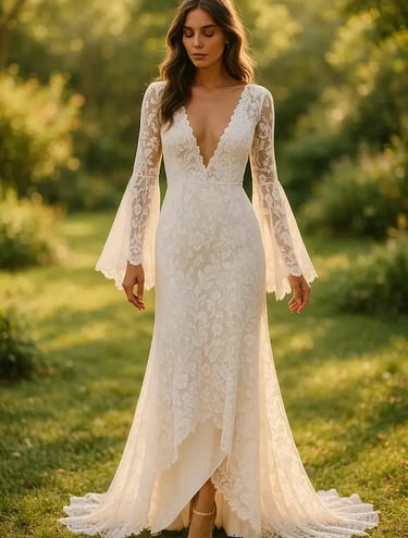 robe de mariée bohème chic fluide décolleté
