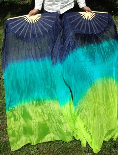 Winged Sirenny 150cm Pareja Abanico-pois de Seda Auténtica para Baile Árabe, Accesorios de Danza del