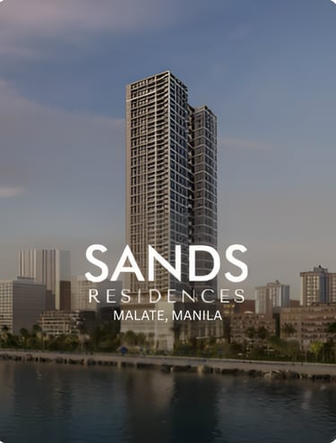 Sands Residences luxury waterfront condominium tower in Malate, Manila overlooking the bay.