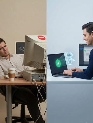 imagen muestra un antes y después del curso