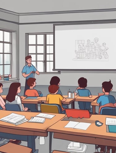An engaging online animation class in session with colorful visuals