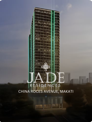 Jade Residences high-rise luxury condominium at Chino Roces Avenue in Makati City at dusk.