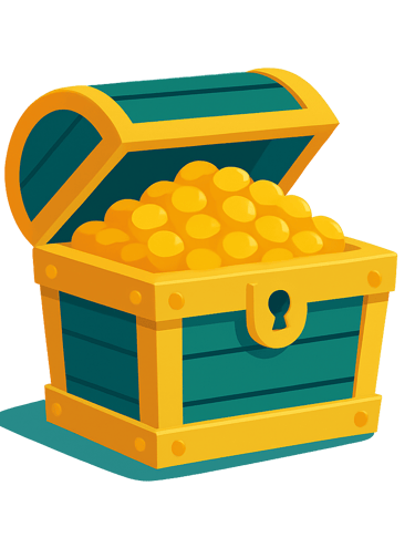 a chest of gold coins in a wooden chest