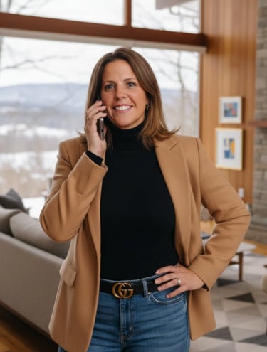 Amy McArdle, PhD, Hudson Valley luxury real estate advisor inside a high-end home, supporting client