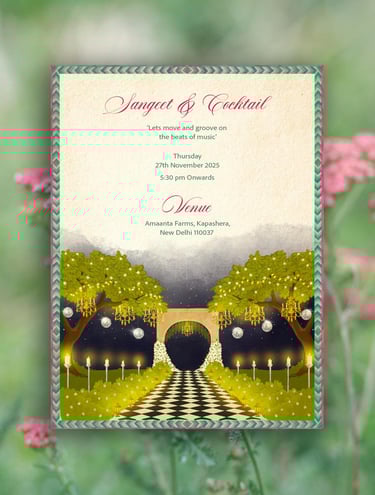 a wedding invitation card with a picture of a couple of sheeps
