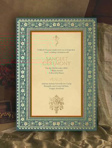 a wedding ceremony program for a sangeet.
