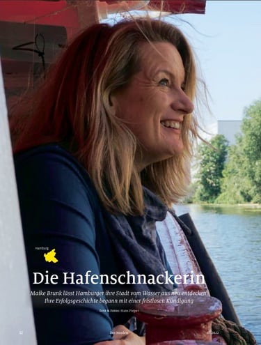 Ein Bild vom Titelbild des ADAC Motorwelt-Artikels "Die Hafenschnackerin""